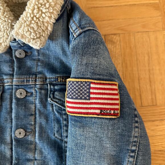 Ralph Lauren Kids Fleece-Lined Trucker Jacket USA Flag Size 3T - Picture 5 of 8